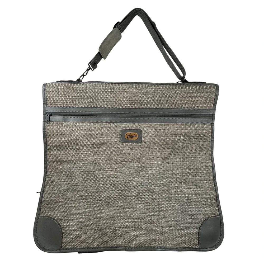 Viaggio Garment Bag Gray Tweed Travel Suit Carrier Shoulder Strap Professional